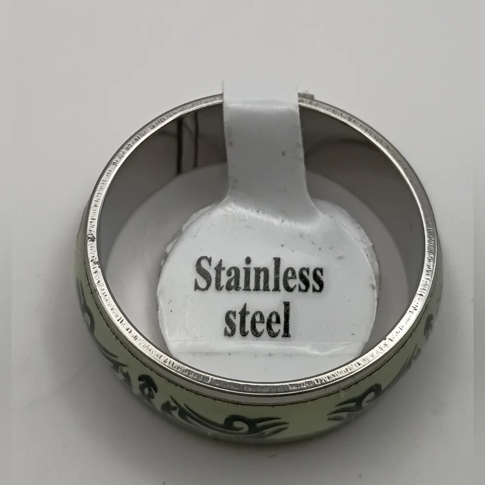 Stainless Steel Tribal Tattoo Band Ring Size 10 US China Size 20 Mens Jewelry
